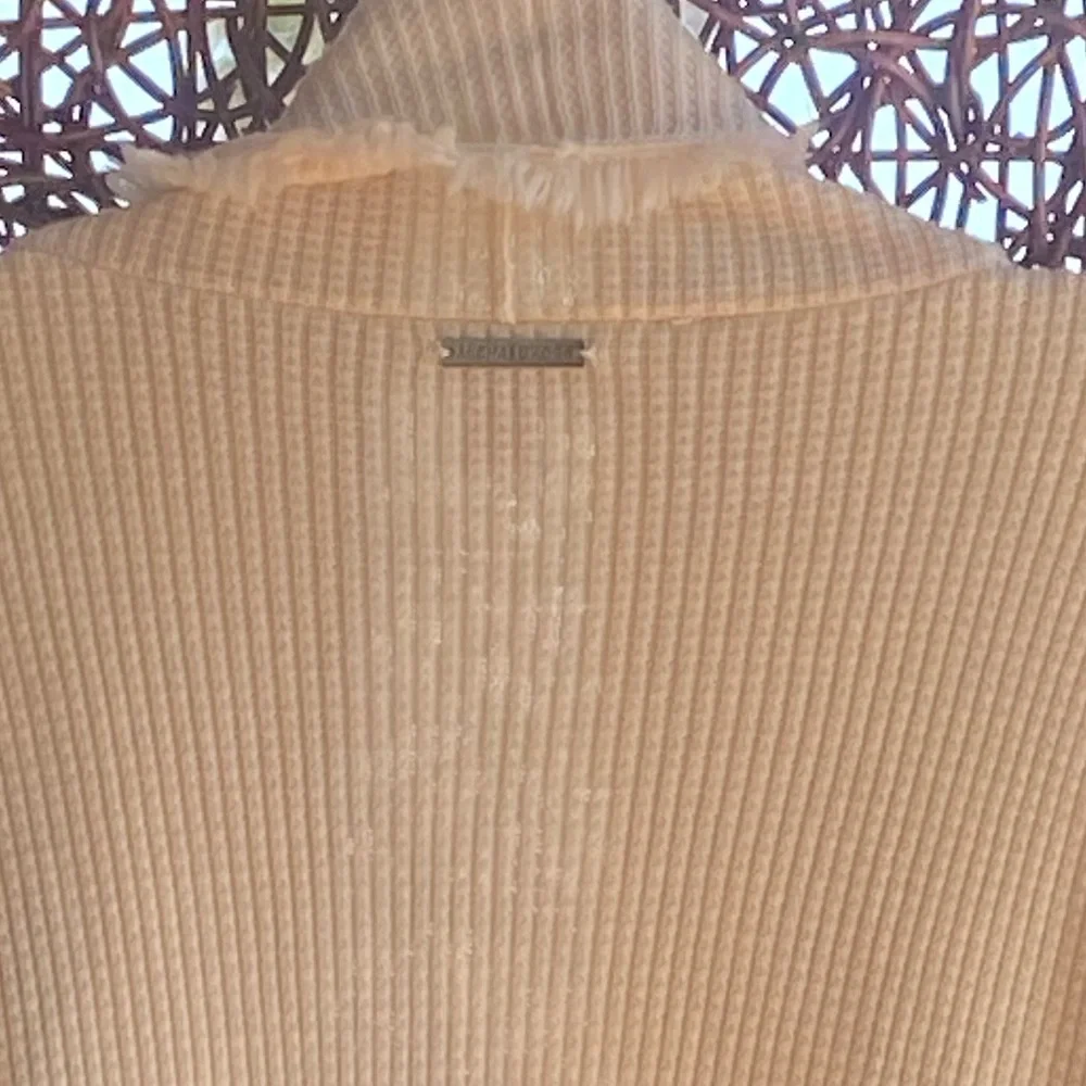 NWOT Michael Kors Cream Knit Waffle Fringe Sweater Excellent Condition!